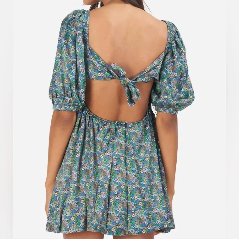 For Love And Lemons Alisa Mini Dress In Green - Picture 5 of 10